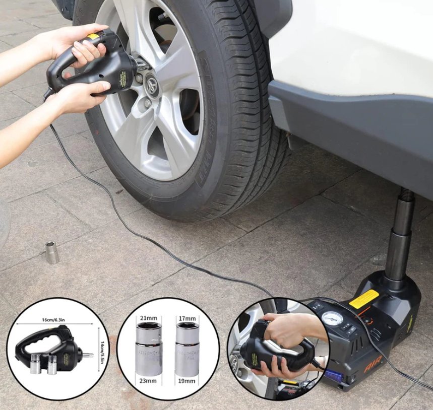 Немски Авариен Комплект 3в1 – Ударен Гайковерт, Компресор,5T Хидравличен Крик 115-450 мм