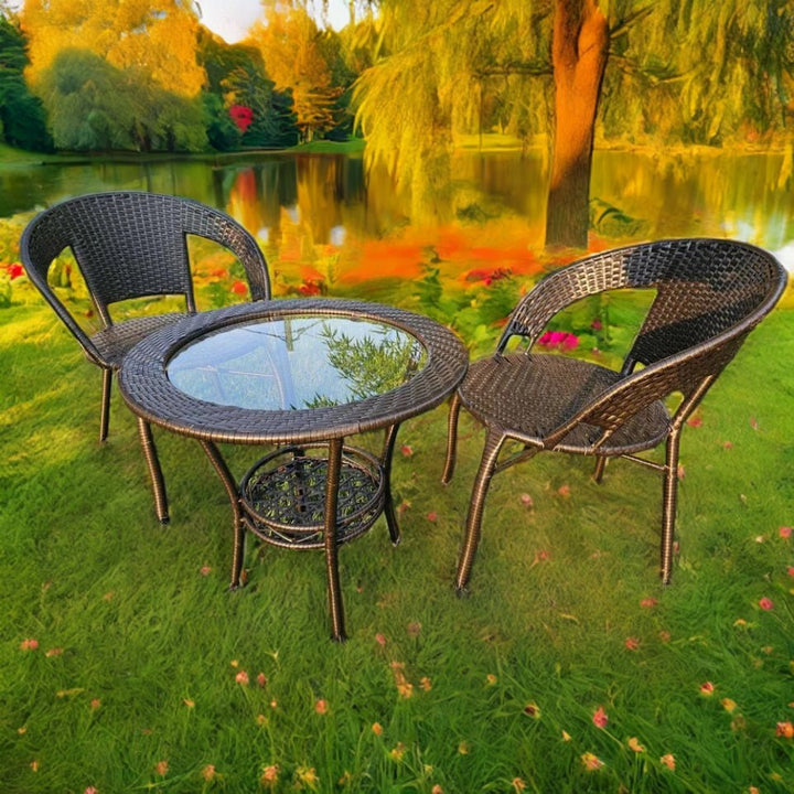 Градински Ратанов Комплект Relax 2 стола с маса + поставка