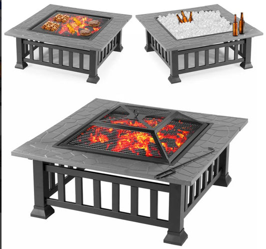 Нова 3в1 маса 'Fire Pit' - BBQ, камина, ледарка